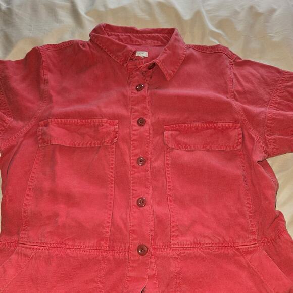 J Crew midi Dress Women's 10 Red Boho Safari Lyocell Soft Casual Garden y2k 90s - Picture 2 of 10